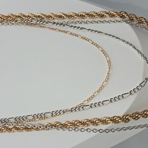 ✨2/$10✨ Multichain Necklace Silver Gold Figaro Rope Twisted